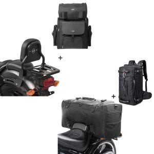 Set: Sissybar XS3 + Hecktasche für Honda Rebel 500 17-21 mit Gepäckträger Craftride + Hecktasche + Rucksack SK4 für Honda Rebel 500 Craftride_1