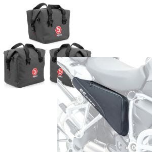 Set: Innentaschen für Aluminium Koffer + Topcase für BMW R 1200 GS/ Adventure 04-18 BAgtecs + Rahmentaschen für BMW R 1200 GS Adventure 06-18 Bagtecs BF3 Zusatztaschen Paar schwarz_1