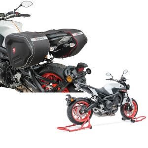 Set: Seitentaschen RF1 für Yamaha YZF-R6 / YZF-R3 / YZF-R1 + Montageständer Set für Yamaha YZF-R3 / YZF-R1 ConStands Motorradständer vorne hinten CS rot_1