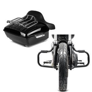 Set: Topcase King OLR für Harley Dyna Fat Bob schwarz Craftride + Sturzbügel für Harley Davidson Dyna Fat Bob 08-17 Craftride Mustache schwarz_1