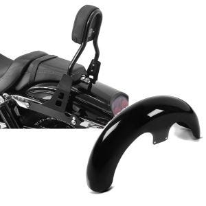 Set: Sissybar Harley Davidson Dyna Fat Bob 10-17 Craftride Fast Driver-M schwarz + Front-Fender 21" Wrap für Harley Dyna Fat Bob schwarz Craftride_1