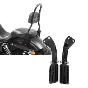 Set: Sissy Bar CSM Fix für Harley Dyna Street Bob 09-17 schwarz Craftride + Sozius Fussrasten Set mit Halter für Harley Dyna Street Bob 06-17 BL1 schwarz Craftride_1