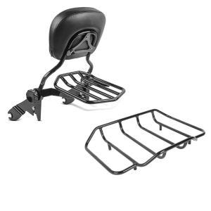 Set: Sissybar Harley Street Glide (FLHX) 09-21 Craftride Fast Driver-L Flex inkl. Gepäckträger schwarz + Gepäckträger für Harley Davidson Street Glide schwarz Craftride_1