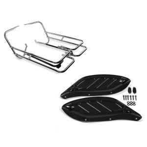 Set: Kofferträger Twin Rail für Harley Touring 97-08 mit Schutzbügel Craftride + Seitlicher Windabweiser für Harley Electra Glide Standard 96-10 Craftride verstellbar schwarz_1