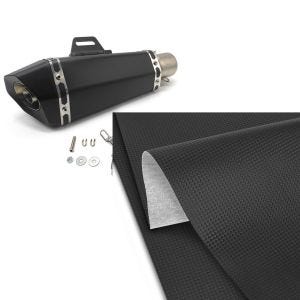 Set: Auspuff Paddock für Suzuki SV 650 Schalldämpfer schwarz + Sitzbank-Bezug 140x100cm für Suzuki SV 650 / S Carbon-Look_1