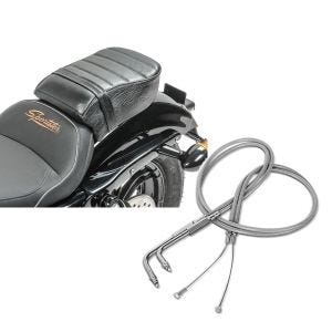 Set: Sozius Sitz mit Polsterung für Harley Sportster Forty-Eight 48/ 883 Iron Craftride + Gaszug für Harley Sportster 883 Iron 09-14 Edelstahl Ummantelung Craftride_1