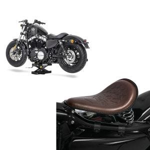 Set: Hebebühne für Honda Shadow VT 750 / 600 / 125 C Scherenheber ConStands Mini-Lift schwarz + Solo Federsattel für Honda Shadow VT 750 / 600 C BR3 Craftride_1