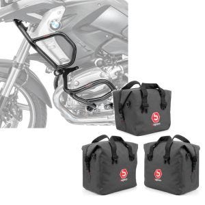 Set: Sturzbügel Set L2 für BMW R 1200 GS 08-12 oben und unten Schutzbügel + Innentaschen für Aluminium Koffer + Topcase für BMW R 1200 GS/ Adventure 04-18 BAgtecs_1