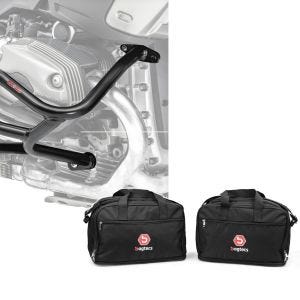 Set: Sturzbügel L für BMW R 1200 GS 04-12 Motoguard Schutzbügel + Alukoffer Innentaschen für BMW R 1250 / 1200 GS / Adventure 04-21 Koffer Taschen Bagtecs MS1_1