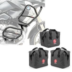 Set: Sturzbügel Set XL4 für BMW R 1200 GS 08-12 oben und unten Schutzbügel + Innentaschen für Aluminium Koffer + Topcase für BMW R 1200 GS/ Adventure 04-18 BAgtecs_1