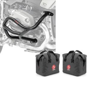 Set: Sturzbügel L für BMW R 1200 GS 04-12 Motoguard Schutzbügel + Aluminium Koffer Innentasche für BMW R 1200 GS / Adventure 04-18 rechts und links Bagtecs_1