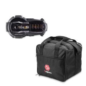 Set: LED Scheinwerfer für BMW R 1200 GS / Adventure 04-13 Hauptscheinwerfer mit ECE Lumitecs QL2 + Innentasche Aluminium Topcase für BMW R 1250 GS / 1200 GS /Adventure 04-21 Alukoffer Bagtecs MT1_1