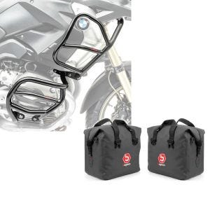 Set: Sturzbügel Set XL4 für BMW R 1200 GS 08-12 oben und unten Schutzbügel + Aluminium Koffer Innentasche für BMW R 1200 GS / Adventure 04-18 rechts und links Bagtecs_1