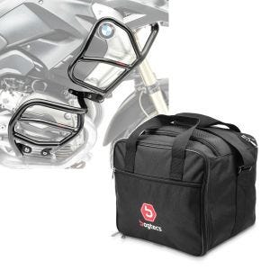 Set: Sturzbügel Set XL4 für BMW R 1200 GS 08-12 oben und unten Schutzbügel + Innentasche Aluminium Topcase für BMW R 1250 GS / 1200 GS /Adventure 04-21 Alukoffer Bagtecs MT1_1