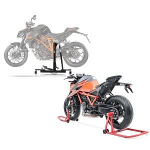 Set: Zentralständer KTM 1290 Super Duke / R 17-19 Motorradheber ConStands Power-Evo + Einarm Montageständer Set für KTM 1290 Super Duke R 14-21 Motorradständer hinten vorne Constands CLR_1