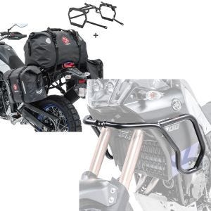 Set: Satteltaschen Set WP8 für Yamaha Tenere 700 19-21 mit Hecktasche und Kofferträger Bagtecs + Verkleidungsschutzbügel für Yamaha Tenere 700 19-21 Motoguard Tank-Sturzbügel oben_1