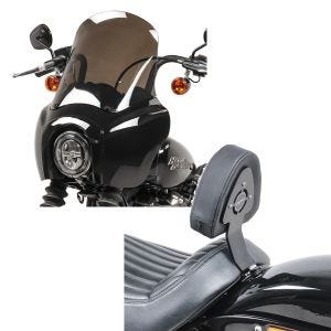 Set: Lampenmaske MG5 für Harley Softail Street Bob 18-20 Lampen Verkleidung rauchgrau Craftride + Fahrer Sissybar für Harley Davidson Softail Street Bob 18-21 Fahrer Rückenlehne Craftride_1