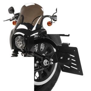 Set: Lampenmaske MG5 für Harley Softail Street Bob 18-20 Lampen Verkleidung rauchgrau Craftride + Seitlicher Kennzeichenhalter für Harley Davidson Softail 18-21 Craftride schwarz_1