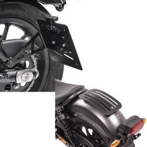Set: Kennzeichenhalter seitlich L für Honda Rebel 500 17-21 schwarz Craftride + Gepäckträger für Honda Rebel 500 17-20 Solo Rack L1 Gepäckbrücke Craftride_1