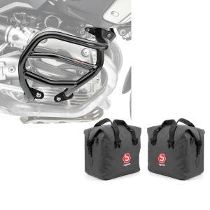 Set: Sturzbügel XL für BMW R 1200 GS 04-12 Motoguard Schutzbügel + Aluminium Koffer Innentasche für BMW R 1200 GS / Adventure 04-18 rechts und links Bagtecs_1