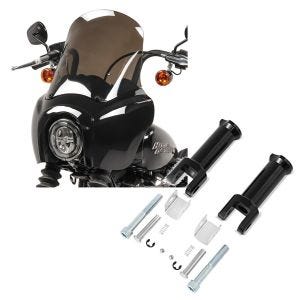 Set: Lampenmaske MG5 für Harley Softail Street Bob 18-20 Lampen Verkleidung rauchgrau Craftride + Sozius Fussrasten-Halter für Harley Davidson Softail Street Bob 18-21 Craftride schwarz_1