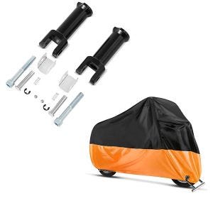 Set: Sozius Fussrasten-Halter für Harley Davidson Softail Street Bob 18-21 Craftride schwarz + Abdeckplane Harley Softail Street Bob / Fat Bob / 114 Craftride XXL in schwarz-orange_1