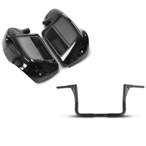 Set: Beinschild für Harley Davidson Street Glide 14-21 Craftride belüftet schwarz + Lenker Ape Hanger 12" für Harley Street Glide 06-21 schwarz Craftride_1