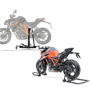 Set: Zentralständer KTM 1290 Super Duke / R 17-19 Motorradheber ConStands Power-Evo + Einarm Montageständer Set für KTM 1290 Super Duke/ R 14-21 hinten vorne RB_1