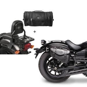 Set: Sissybar XS3 + Hecktasche RB1 für Honda Rebel 500 17-21 mit Gepäckträger Craftride + Satteltasche Honda Rebel 500 Craftride Arizona 3Ltr rechts in schwarz_1