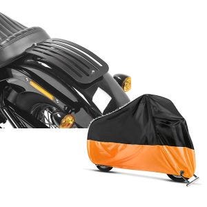 Set: Gepäckträger für Harley Softail Street Bob 18-21 Solo Rack L1 Gepäckbrücke Craftride + Abdeckplane Harley Softail Street Bob / Fat Bob / 114 Craftride XXL in schwarz-orange_1