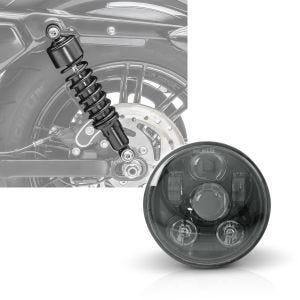 Set: Stoßdämpfer 11,9 Zoll Harley Davidson Sportster 883 Iron 09-20 Craftride schwarz + Hauptscheinwerfer LED 5,75 Zoll für Harley Sportster 883 Iron 09-20 schwarz von Craftride_1