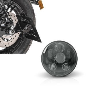 Set: Kennzeichenhalter seitlich S für Harley Sportster Forty-Eight 48 10-20 schwarz Craftride + Hauptscheinwerfer LED 5,75 Zoll für Harley Sportster Forty-Eight 48 10-20 schwarz von Craftride_1