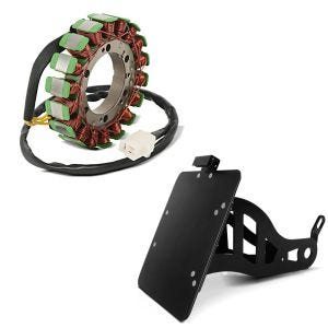 Set: Seitlicher Kennzeichenhalter für Yamaha XV 535/ 1100 Virago Craftride schwarz + Lichtmaschine Stator für Yamaha XV 535 Virago 88-03 Alternator Zaddox_1