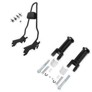 Set: Sissybar für Harley Softail Low Rider / S 18-21 Craftride XL mit Docking Kit schwarz + Sozius Fussrasten-Halter für Harley Davidson Softail 18-21 Craftride schwarz_1