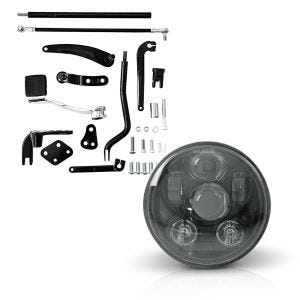 Set: Vorverlegte Fussrastenanlage für Harley Davidson Dyna Street Bob 06-17 Craftride RR1 + Hauptscheinwerfer LED 5,75 Zoll für Harley Dyna Street Bob 06-17 schwarz von Craftride_1