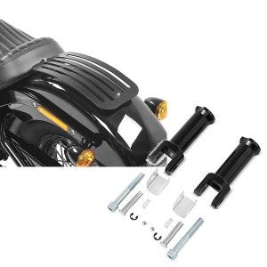 Set: Gepäckträger für Harley Softail Street Bob 18-21 Solo Rack L1 Gepäckbrücke Craftride + Sozius Fussrasten-Halter für Harley Davidson Softail Street Bob 18-21 Craftride schwarz_1