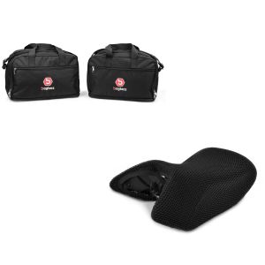 Sett: innervesker av aluminium som passer til BMW R 1250 / 1200 GS / Adventure 04-21 vesker Bagtecs MS1 + setetrekk BMW R 1200 GS 04-12 Tourtecs Cool-Dry Mesh Ready