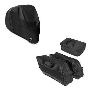 Sett: Innerbag sett egnet for Harley Davidson Electra Glide Ultra Limited 09-24 Craftride sidevesker / toppkoffert + presenning for chopper / custom bikes DH1466 Craftride chopper / custom bikesXL i svart