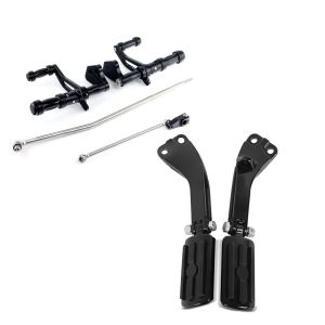 Set: Vorverlegte Fußrastenanlage für Harley Dyna Street Bob 06-17 Craftride schwarz + Sozius Fussrasten Set mit Halter für Harley Dyna Street Bob 06-17 BL1 schwarz Craftride_1