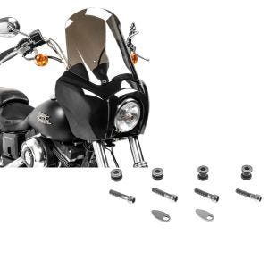 Set: Frontverkleidung für Harley Dyna Low Rider / Street Bob Craftride MG5 mit Scheibe schwarz-rauchgrau + Anbausatz Docking Hardware Kit für Harley-Davidson Dyna Street Bob 09-17 / Low Rider S Craftride_1