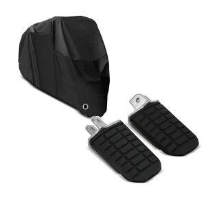 Set: Abdeckplane Honda Gold Wing 1500 / 1800 Craftride XXXXL in schwarz + Fahrer Fussrasten für Honda Goldwing GL 1800 01-16 Vorne Craftride_1