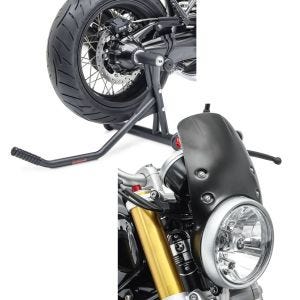 Set: Einarmständer BMW R NineT 14-21 Montageständer ConStands Single-Racing schwarz matt + Windschild für BMW R NineT 14-21 Windschutzscheibe Craftride CW9 schwarz_1