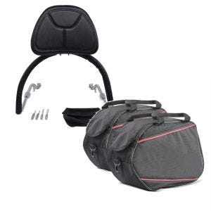 Set: Fahrer Rückenlehne für Honda Goldwing GL 1800 01-16 Craftride Sissybar schwarz + Seitenkoffer Innentaschen 2x20L für Honda Gold Wing 1800 / 1500_1