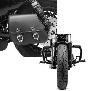 Set: Schwingentasche + Halter für Harley Sportster 883 Iron 09-20 Craftride + Sturzbügel für Harley Davidson Sportster 883 Iron (XL 883 N) 09-20 Craftride Mustache schwarz_1
