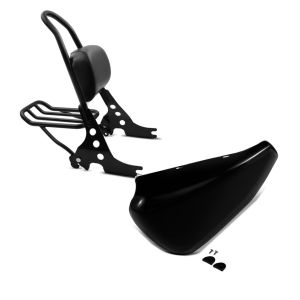 Set: Sissybar Harley Davidson Sportster Forty-Eight 48 10-20 Craftride Fast Rider-M inkl. Gepäckträger schwarz + Batterieabdeckung Harley Sportster Forty-Eight 48 14-20 Craftride Seitendeckel links in schwarz_1
