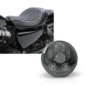 Set: Solo Sitz für Harley Sportster 883 Iron 09-20 Craftride SR4 Sitzbank + Hauptscheinwerfer LED 5,75 Zoll für Harley Sportster 883 Iron 09-20 schwarz von Craftride_1