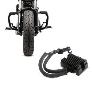 Set: Sturzbügel für Harley Davidson Sportster 883 Iron (XL 883 N) 09-20 Craftride Mustache schwarz + Spannungsregler für Harley-Davidson Sportster 883 Iron 09-13 Gleichrichter Laderegler Craftride_1