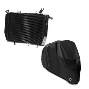 Set: Wasserkühler für Yamaha YZF-R6 08-16 Radiator Kühler + Abdeckplane Yamaha YZF-R 125  YZF-R3  YZF-R6 Craftride XL in schwarz_1