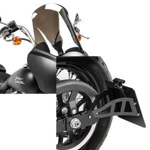 Set: Frontverkleidung für Harley Dyna Street Bob 06-17 Craftride MG5 mit Scheibe schwarz-matt rauchgrau + Seitlicher Kennzeichenhalter für Harley Davidson Dyna Street Bob 06-17 CRB Craftride schwarz_1