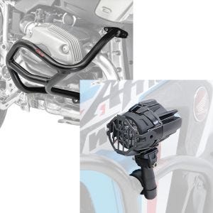 Set: Sturzbügel L für BMW R 1200 GS 04-12 Motoguard Schutzbügel + LED Zusatzscheinwerfer Set für BMW R 1200 GS / Adventure Lumitecs S22X_1